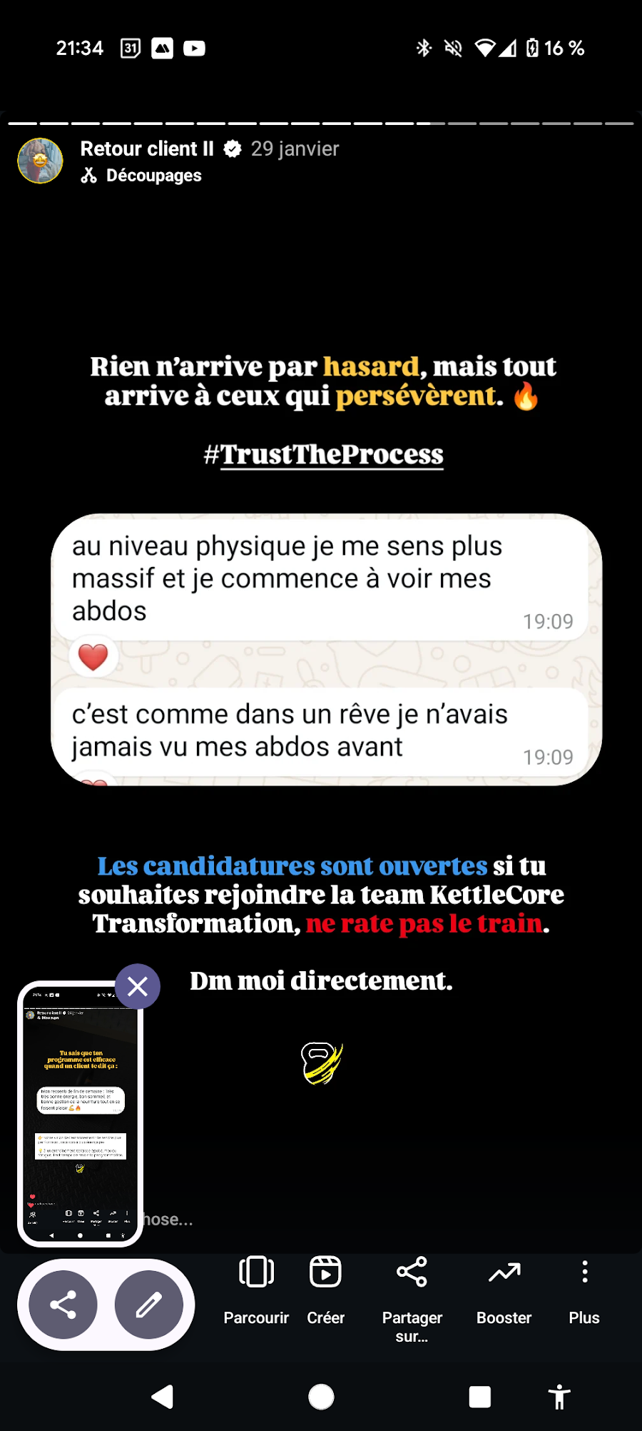 Capture de témoignage client KettleCore 9